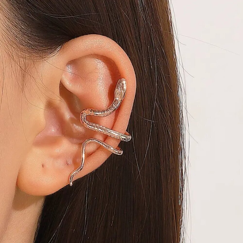 NEW Silver snake ear cuff, snake jewelry, goth earrings, punk jewelry, ear cuffs